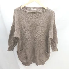 ◇ CRAFT STANDARD BOUTIQUE ケーブル　ポケット　シンプル　起毛 五分袖 ニット サイズF グリーン系 レディース E  【1303290022424】