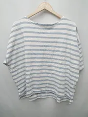 ◇ ⊂ Samansa Mos2 blue ボーダー 半袖 Tシャツ カットソー サイズフリー ブルー系 ホワイト レディース P  【1409090030482】