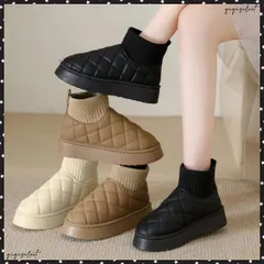ムートンブーツ キルティング裏起毛ブーツレディース おしゃれ ショートブーツ 歩きやすい 厚底ムートンブーツ ボアシューズ 保温 ファー冬靴 暖かい 美脚 人気カジュアル靴 韓国 防寒ブーツ疲れない 可愛い ブーティ黒