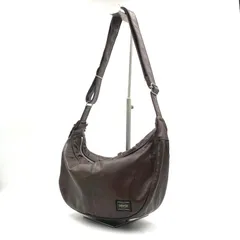 PORTER  ポーター　吉田カバン　フリースタイル　ハーフムーン　ショルダーバッグ　肩がけ　斜めがけ　クロスボディ　コーティングキャンバス　ダークブラウン　シルバー金具