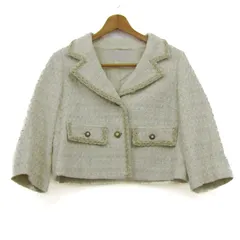 ジユウク ショートジャケット アウター ツイード ラメ 日本製 レディース 40サイズ ベージュ 自由区 【中古】