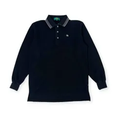 65975　ケンゾーゴルフ　長袖ポロシャツ　黒 KENZO - 本物ケンゾーゴルフKENZO golfコットンロゴ刺繍長袖