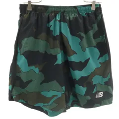 NEW BALANCE ニューバランス カモフラ柄 ランニング ショートパンツ L グリーン系 迷彩 メンズ 古着