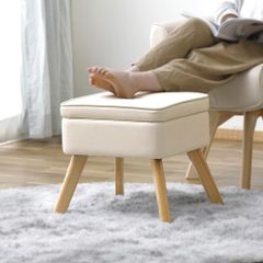 レザー 幅約42×奥行約37×高さ約41cm 収納付オットマン LEC-OT 足置き 座椅子 オットマン ブラック 収納ボックス 収納スツール アイリスオーヤマ