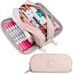 KALIDI ペンケース おしゃれ 大容量 筆箱 多機能ペン袋 帆布 男の子 ピンク( Pink)