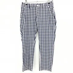 【超美品】キスマーク 半端丈パンツ ネイビー×白 チェック レディース 9 ゴルフウェア Kissmark