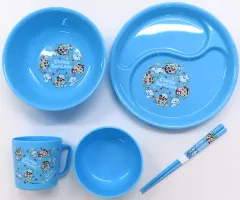 【中古】食器 野原しんのすけ＆シロ 食器5点セット ブルー 「クレヨンしんちゃん」