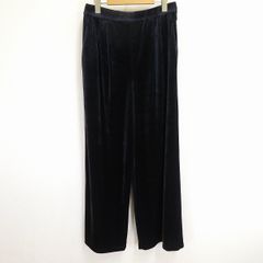 #w レリアン Leilian パンツ 9 紺 ネイビー ベロア調 ワイド 日本製 レディース [962965] k01
