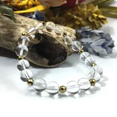 パワーストーン ブレスレット 水晶 天然石ブレス (ゴールドヘマタイト) 8mm レディース  ●