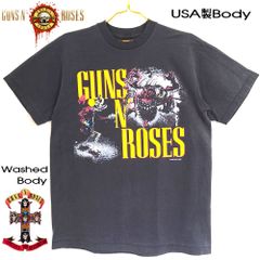 102 アメリカ製 GUNS N' ROSES ガンズアンドローゼス Tシャツ 美品 ウォッシュアウトブラック Lサイズ Made in USA ロックT バンドT メンズ レディース ユニセックス ロック パンク バンド フェス ミュージックT プリント