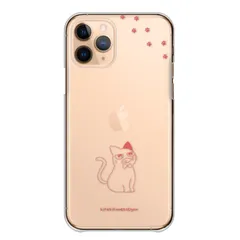 iPhone15Pro ケース カバー iPhone15 プロ スマホケース ハードケース 落書き 猫 ねこ ネコ 肉球 シンプル くイラスト おしゃれ 大人 透明 クリア カラー08
