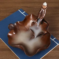 逆流香炉 香炉 お香 線香 蓮 蓮の葉 銅製 ブロンズ 風水グッズ 縁起物 贈り物 プレゼント インテリア 玄関 オフィス 高級感 運 開運 商売繁盛 リラクゼーション 寝室