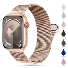 コンパチブル アップルウォッチ バンド 38mm 40mm 41mm 42mm 44mm 45mm 46mm 49mm コンパチブル Apple Watch バンド ステンレス留め金製 男女兼用 長さ調節 強力な磁 通気 メッシュ ベルト コンパチブル App