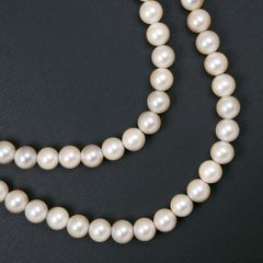真珠 ロング 2重 7.5～7.7ｍｍ パール×シルバー レディース ネックレス