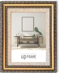 upFRAME アンティーク風 写真立て おしゃれ フォトフレーム 額縁 御洒落 樹脂製 置き掛け兼用 レトロ ヴィンテージ 壁掛け 卓上 縦横兼用(Gold,  10x15cmハガキ)