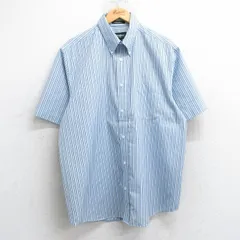 XL/古着 エディーバウアー 半袖 シャツ メンズ コットン ボタンダウン 薄紺他 ネイビー ストライプ 25jun18 中古 トップス