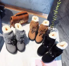 リボン付きボアブーツ/ムートンブーツ/靴/v-ali-a301/2021秋冬新作