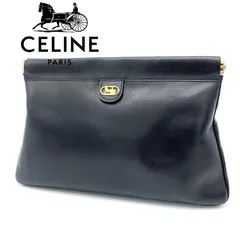 良品✨CELINE オールドセリーヌ 馬車金具 レザー クラッチバッグ セカンドバッグ 冠婚葬祭 ヴィンテージ ゴールド ブラック 希少 レア