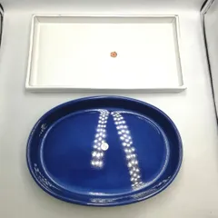 峯月　水盤　花器　万古焼　白　紺　２個セット　新品未使用