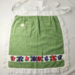 新品未使用 フェイラー 花柄 刺繍 グレー エプロン エプロン 刺繍 通販 花柄 北欧 撥水 刺繍エプロン Aライン