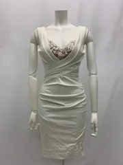 959 JEWELS ジュエルズ　キャバクラ　ドレス　レース　ギャザー　タイト　ミニ　ノースリーブ　S キャバドレス