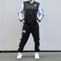 インスタグラム コーディネート Kappa カッパ デタッチャブル ノースリーブ 袖取り外し可 222BANDA トラックジャケット × 星 スターバンダ ライン ブラック スキニー スウェットパンツ イタリア スポーツ ストリート ダンス 韓国ファッション