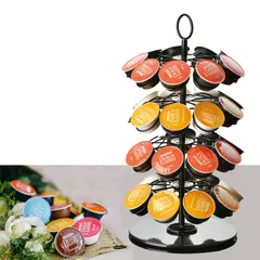 ★カプセルホルダー 360°回転式 花型 ラックスタンド ネスプレッソ専用 ドルチェグスト用 取り出しやすい 滑り止め お洒落に収納 インタリア ３６個収納