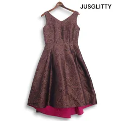【美品】JUSGLITTY ジャスグリッティー バック デザイン★ 花柄 フラワー 総柄 ワンピース ドレス Sz.1 レディース