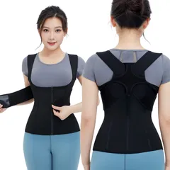 新品 CtriLady 肋骨 コルセット くびれ 女性 肩 サポーター 補正下着 レディース 腹巻 肩パッド 加圧ベルト 背筋サポーター お腹引き締め 肩用サポーター 腹圧ベルト (S ブラック)