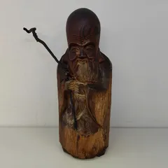 蔵出し　寿老人　近藤廣運　木彫　在銘　共箱　時代　縁起物　七福神　骨董　亀　彫刻　置物　 Yahoo!オークション -「寿老人」(根付) (東洋彫刻)の落札相場・落札価格