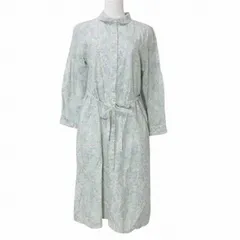 アフタヌーンティー Afternoon Tea ワードローブ WARDROBE リバティ シャツワンピース  ミモレ丈 長袖 花柄 ウエストリボン 比翼仕立て MR グリーン系 X
