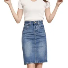 ☆ ライトブルー ☆ XL ☆ デニムタイトスカート ハイウエスト デニムスカート タイトスカート ハイウエスト タイト デニム スカート ミニスカート おしゃれ ミニ 膝丈 ペンシルスカート 春 夏 秋 カジュアル シンプル ひざ丈 かわいい 大人 きれいめ