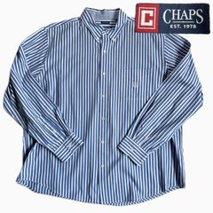 送料無料 即決★チャップス★XXL ストライプシャツ ライトブルー×白 ボタンダウン ビックサイズ CHAPS sh250411