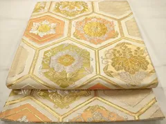 平和屋着物◎六通柄袋帯　亀甲花文　金銀糸　正絹　逸品　AAAU3221dt
