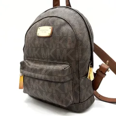 ✨良品✨ MICHEAL KORS マイケルコース リュックサック バッグパック ロゴ型押し 総柄 ゴールド金具 肩掛け PVCレザー レディース ブラウン 茶色