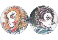 【中古】バッジ・ピンズ 全2種セット 57mm箔押し缶バッジ 「鬼滅の刃 無限列車編 柱描き下ろしイラスト -杏寿郎と炭治郎- WEBSHOPくじ」 C賞