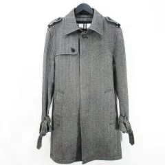バーバリーブラックレーベル BURBERRY BLACK LABEL BMC-709-05 ステンカラーコート M グレー 灰 裏地チェック柄 中綿ライナー付 三陽商会 ベルト 総柄 のサムネイル