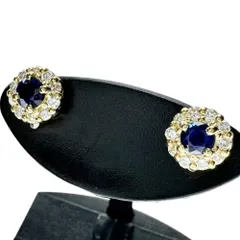 サファイア 0.28/0.23ct ダイヤモンド 計0.13/0.13ct ピアス K18ゴールド 18金  1.6g レディース 【中古】【真子質店】【NN】