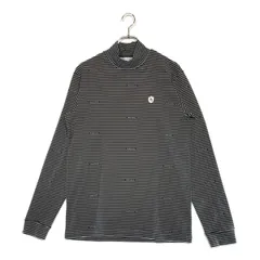 未使用品 メンズ パーリーゲイツ PEARLY GATES 長袖シャツ 6(LL) 黒×白 ハイネック ストレッチ ボーダー