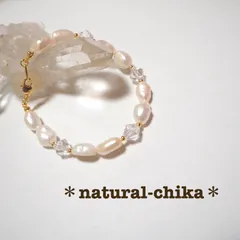 バロック淡水パールとカット水晶のシンプルブレスレット♡