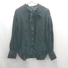 ◇ Θ ADAM ET ROPE アダムエロペ 総柄 レース 長袖 ブラウス シャツ サイズ表記なし ブラック レディース E  【1412260049054】