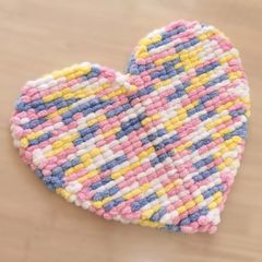 マシュマロニットマット：ハート《カラフル3》ハンドメイド