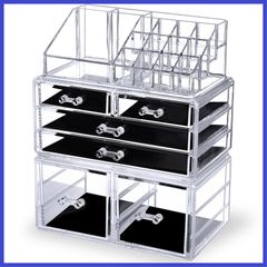 MOSIKER コスメ収納 アクリル メイクボックス 大容量 引き出し リップケース ネイル メイクブラシ メイク道具 化粧水 香水 小物収納 透明 おしゃれ 重なる ジュエリーケース