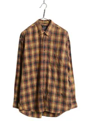 【お得なクーポン配布中!】 90s オールド ギャップ チェック 長袖 ボタンダウン シャツ メンズ L 程 古着 旧タグ BD 長袖シャツ ポケット付き カジュアル マルチカラー