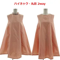 チェスティ Chesty ワンピース ハイネック 丸首 2way ビジュー ビーズ ノースリーブ Aライン ひざ丈 ピンクベージュ 1