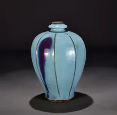 清時代 鈞窯 窯変釉 弦文瓶 旧家蔵出し 花入 花瓶(B-