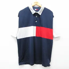 XL/古着 トミーヒルフィガー トミージーンズ 半袖 ブランド ポロ シャツ メンズ 90s 大きいサイズ 紺他 ネイビー 25apr26 中古 トップス