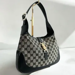 グッチ ジャッキー ワンショルダーバッグ GG キャンバス レザー ブラック