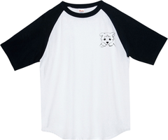 iいぬワンポイントイラスト/オリジナルデザイン/00106-CRT/Printstar5.6ヘビーウェイトラグランTシャツ//ホワイト×ブラック