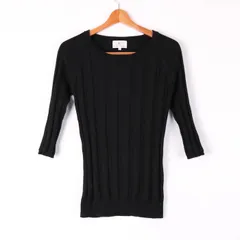 組曲 リブニット セーター ウール混 カットソー トップス レディース 2サイズ ブラック KUMIKYOKU 【中古】